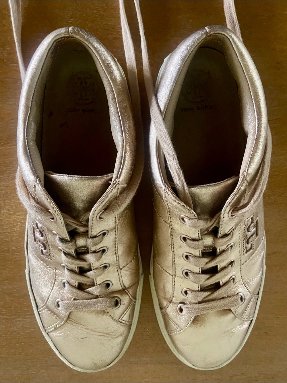 Tory Burch Metallic Rose Gold Sneakers